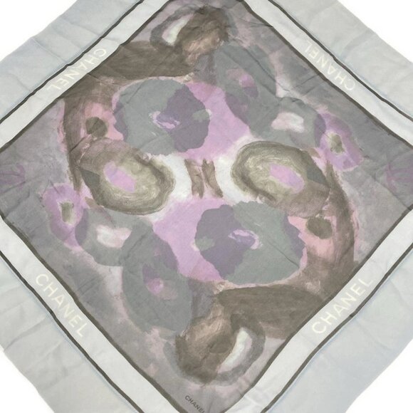 CHANEL - Light Blue Purple Multi Scarf 245-072625 - Picture 1 of 4